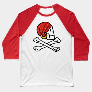 Pirate Skull with Bandana Baseball T-Shirt